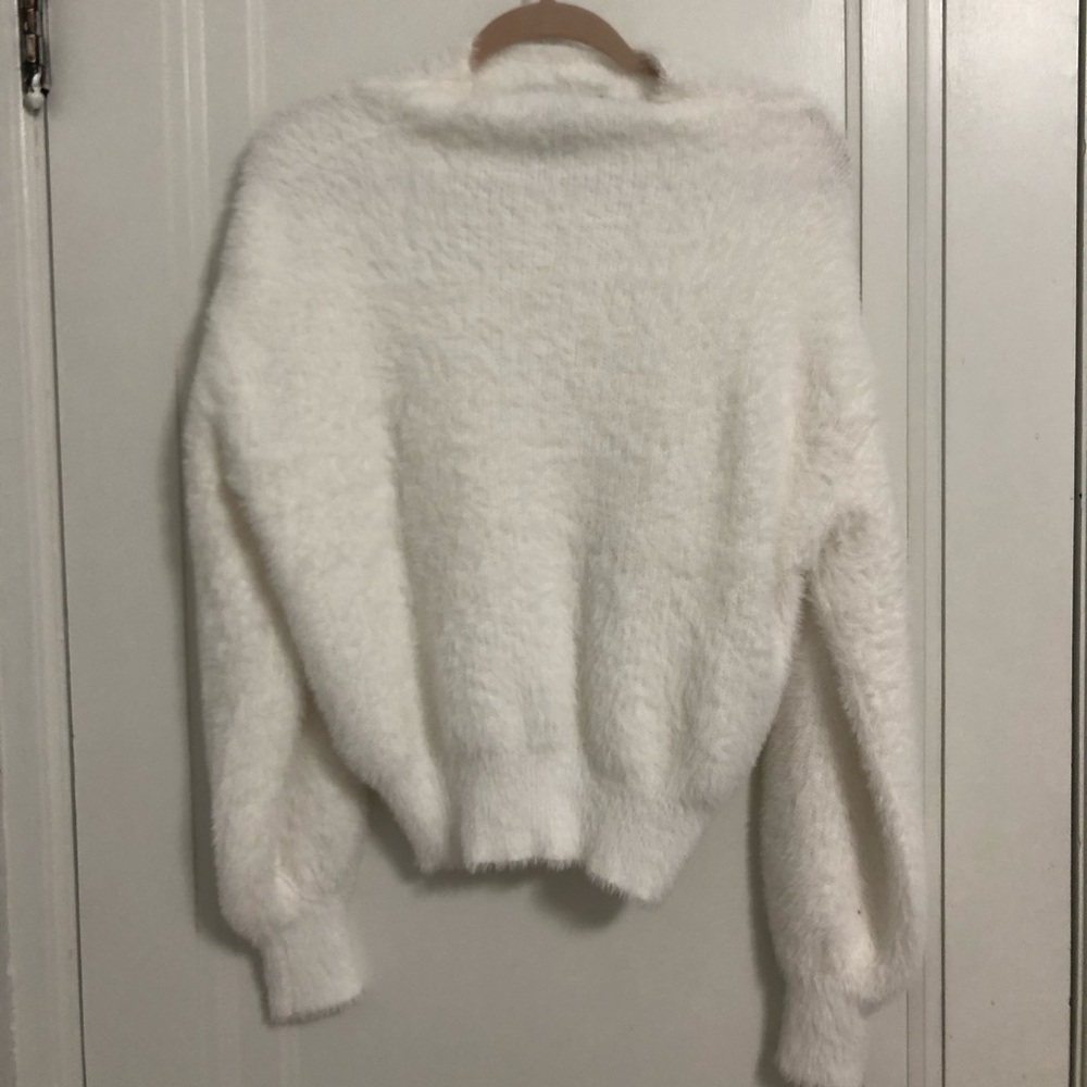 Mock New Fuzzy White Sweater